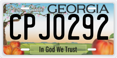 GA license plate CPJ0292