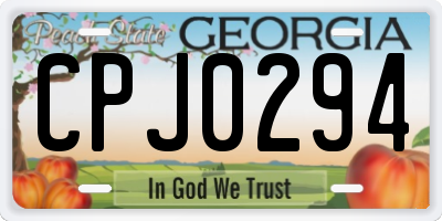 GA license plate CPJ0294