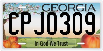 GA license plate CPJ0309