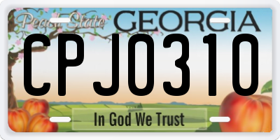 GA license plate CPJ0310
