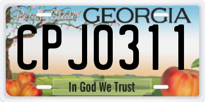 GA license plate CPJ0311