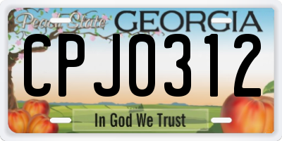 GA license plate CPJ0312
