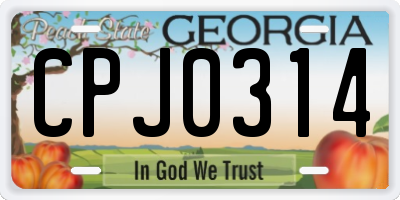 GA license plate CPJ0314