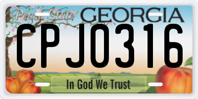 GA license plate CPJ0316