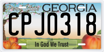 GA license plate CPJ0318