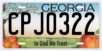 GA license plate CPJ0322