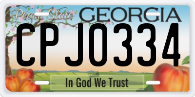 GA license plate CPJ0334