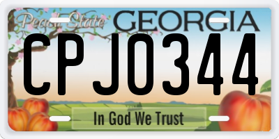 GA license plate CPJ0344