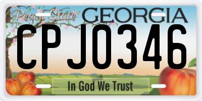 GA license plate CPJ0346