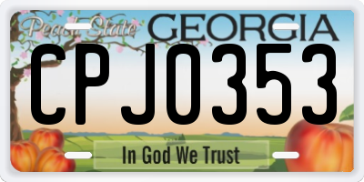 GA license plate CPJ0353