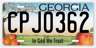 GA license plate CPJ0362