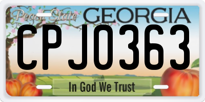 GA license plate CPJ0363