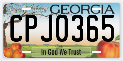 GA license plate CPJ0365