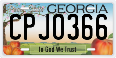 GA license plate CPJ0366