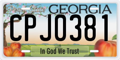 GA license plate CPJ0381