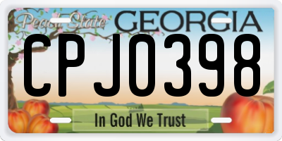 GA license plate CPJ0398