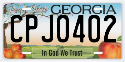 GA license plate CPJ0402