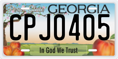 GA license plate CPJ0405