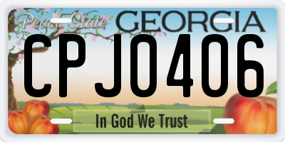 GA license plate CPJ0406