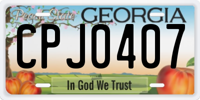 GA license plate CPJ0407