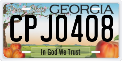 GA license plate CPJ0408