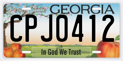 GA license plate CPJ0412