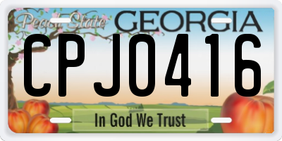 GA license plate CPJ0416