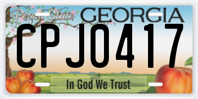 GA license plate CPJ0417