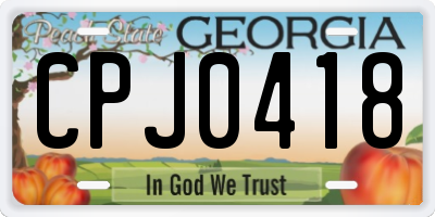 GA license plate CPJ0418