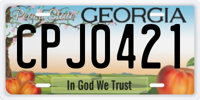 GA license plate CPJ0421