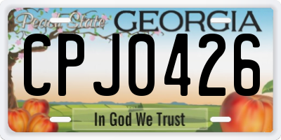 GA license plate CPJ0426