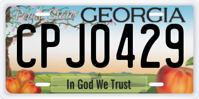 GA license plate CPJ0429