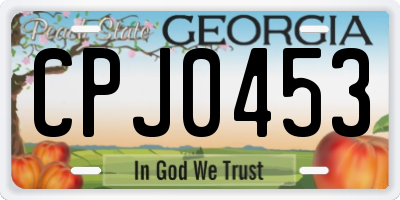 GA license plate CPJ0453