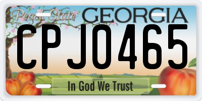 GA license plate CPJ0465