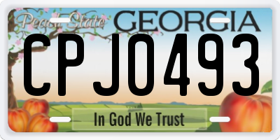 GA license plate CPJ0493