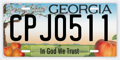GA license plate CPJ0511