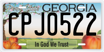 GA license plate CPJ0522