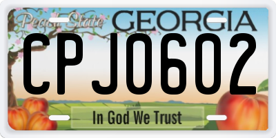 GA license plate CPJ0602