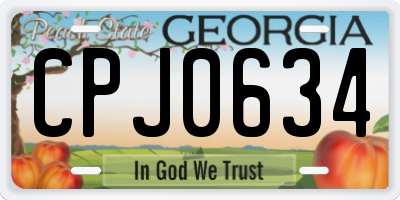 GA license plate CPJ0634