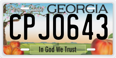GA license plate CPJ0643