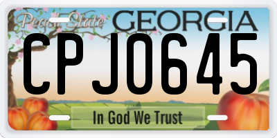 GA license plate CPJ0645