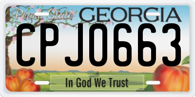 GA license plate CPJ0663