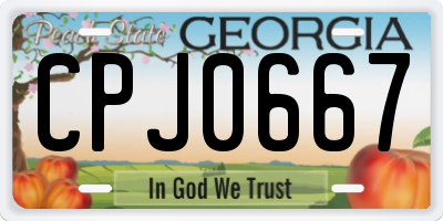 GA license plate CPJ0667