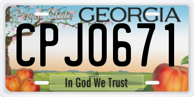 GA license plate CPJ0671