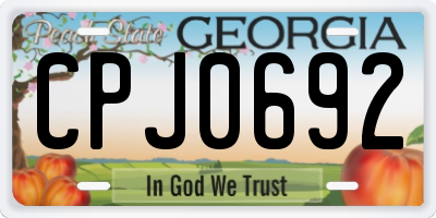 GA license plate CPJ0692