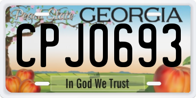 GA license plate CPJ0693