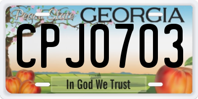 GA license plate CPJ0703