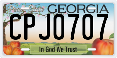 GA license plate CPJ0707