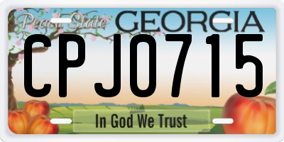 GA license plate CPJ0715