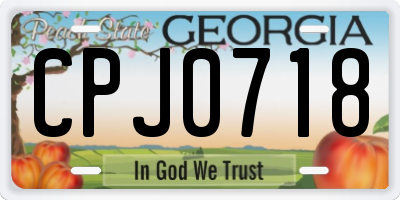 GA license plate CPJ0718
